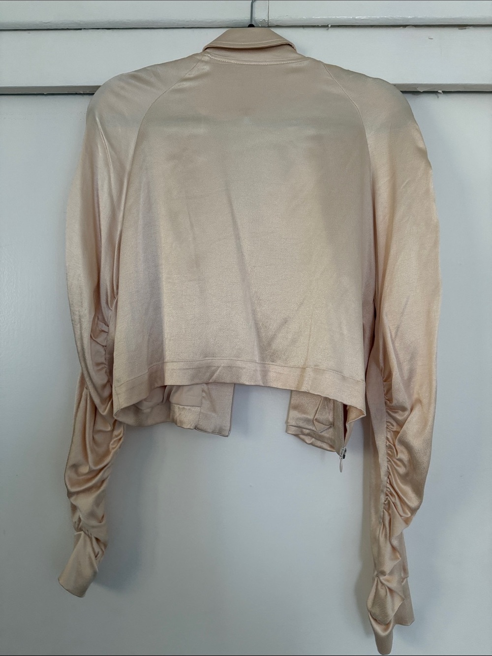 Zara Blush Satin Cropped Bomber Jacket - Picture 7 of 7